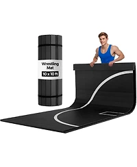 Sevorley Roll-Up Wrestling Mat, 10 x 10 ft Xpe Foam Martial Arts Training Mat with Circles