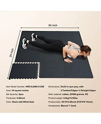 Sevorley Interlocking Gym Floor Tiles, 6-Piece Rubber-Top Puzzle Mats, 24 Sq Ft