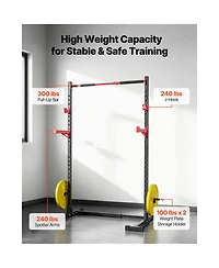 Sevorley Multifunctional Power Cage Squat Rack for Home Gym, Width-Adjustable with Safety Bars and Landmine