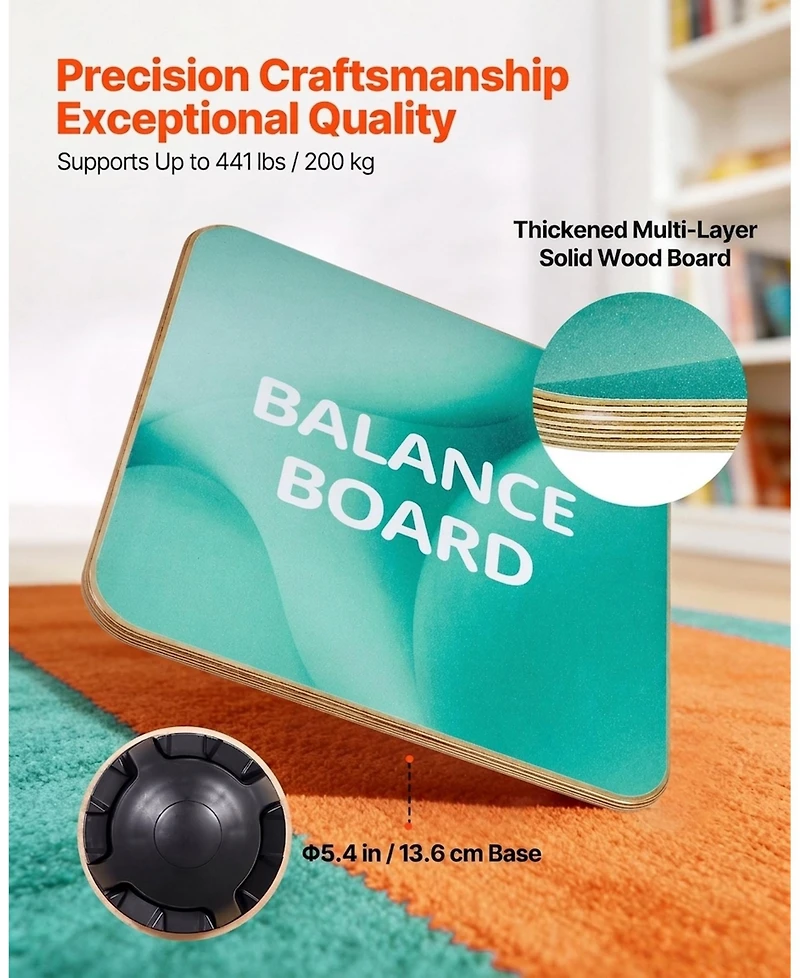 Sevorley 360 Rotating Wooden Balance Board Trainer, 3-Level Adjustable Wobble Board