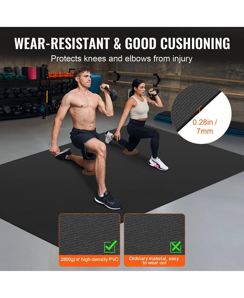 Sevorley Large Non-Slip Exercise Mat with Carry Bag and Strap, 8 x 5 ft Yoga and Fitness Mat