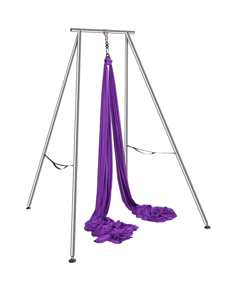 Sevorley Aerial Yoga Stand with Hammock, 9.67 ft Steel Frame, 13.1 Yards Silk, 551 lbs