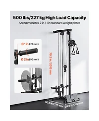 Sevorley Wall-Mount Lat Pull Down Machine 3-in-1 Cable Tower 500 lb