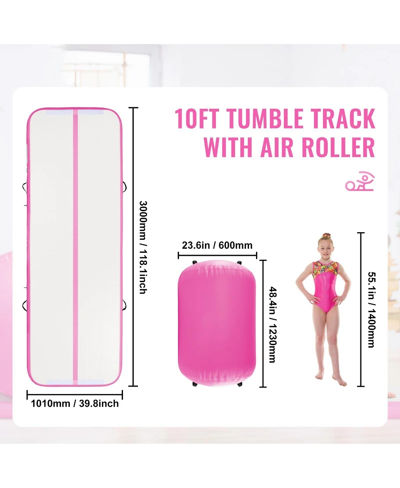 Sevorley Inflatable Gymnastics Air Mat Set, 2 Pieces Tumbling Track and Air Roller with Pump