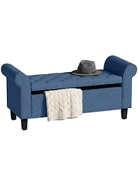 Homcom 47" Storage Ottoman Bench, Tufted End of Bed Bench