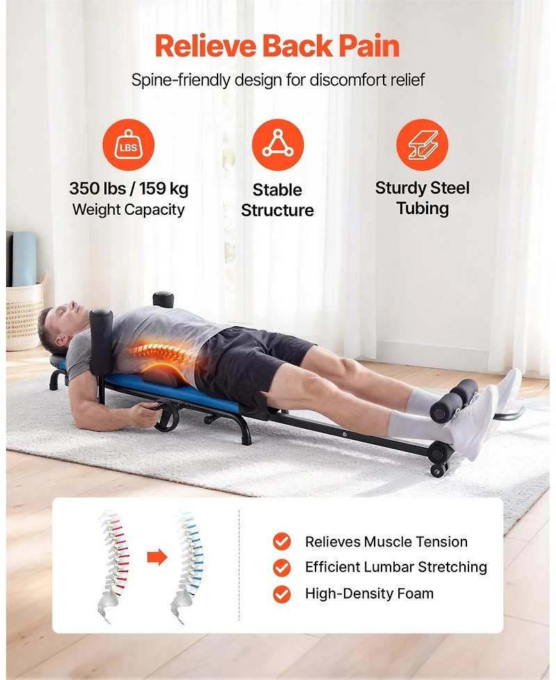Sevorley Heavy Duty Inversion Table, 350 lb Capacity Back Stretcher with Adjustable Armrests
