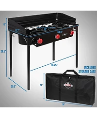 Hike Crew 225,000 Btu Portable Gas Stove with 3 Burners, Legs, Wind Panels and Temperature Control