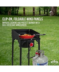 Hike Crew Cast Iron 1-Burner Gas Camping Stove, 75,000 Btu Portable Stove with Flame Control