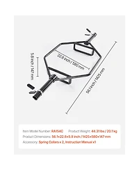 Sevorley Trap Bar Hex Bar with Knurled Grips, 2-Inch Shrug Barbell, 800 lbs Capacity for Home Gym