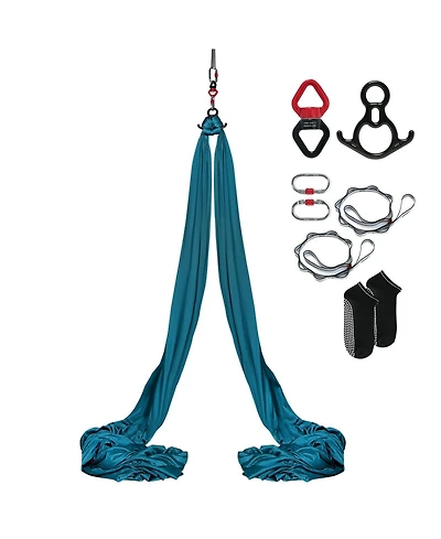 Sevorley Aerial Silk Yoga Swing Kit, 8.7 Yards, Nylon Hammock with Rigging Hardware, Green