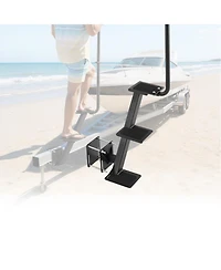 Sevorley 3-Step Boat Trailer Steps with Handrail, Carbon Steel
