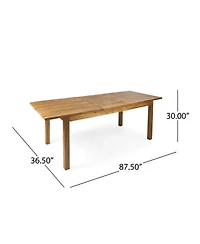 Clihome 7 Piece Acacia Wood Outdoor Dining Set, Expandable Dining Table with 6 Cushioned Chairs