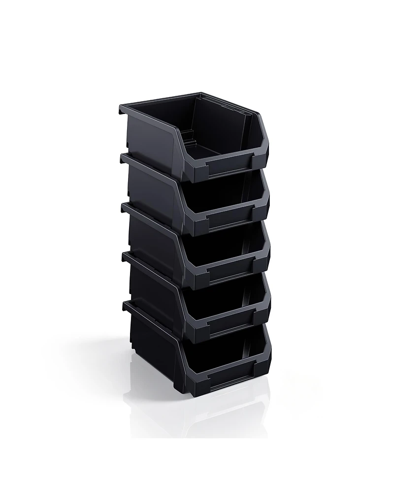 Sorbus Small Open Front Stackable Garage Storage Bin - Heavy Duty Plastic Organizer Tote for Tools, Hardware and Shelving