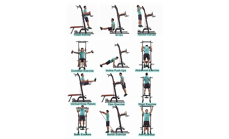 harison Hr-408 Multi-function Power Tower with Bench Home Gym Exercise Equipment