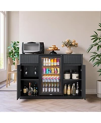 Clihome 53.2" Sideboard Bar Cabinet with Fridge Space (Fridge Not Included), Storage Buffet