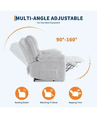 homfan Corduroy Manual Recliner Chair with Pillow Top Arms and Side Pocket, 330 lb Capacity