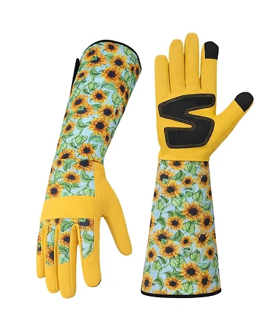 Xdovet Sunflower Gardening Gloves Women Long Thorn Proof Touchscreen