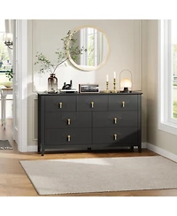 homfan Modern Fluted 7-Drawer Dresser, 54" Wide Wood Chest, Bedroom Storage Organizer Cabinet, Metal Handles, Versatile for Living Room, Hallway