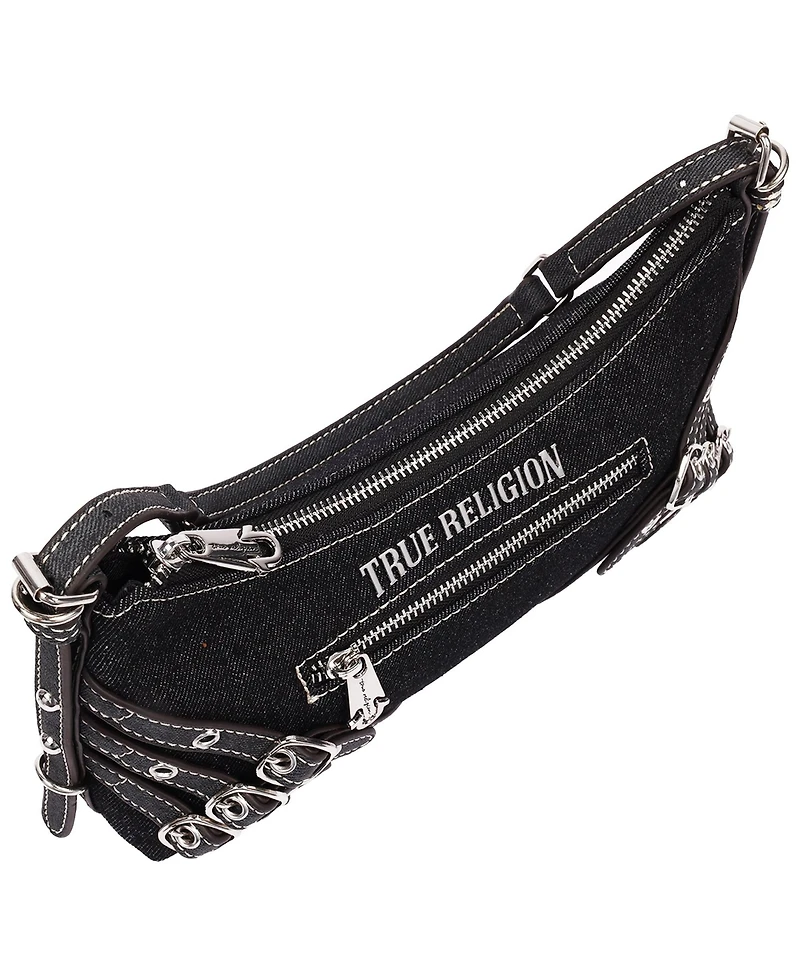 True Religion Women's Triple Straps Denim Shoulder Bag