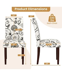 Gymax Wooden Dining Chair Set of With Rubber Wood Legs Padded Seat S Springs High Back