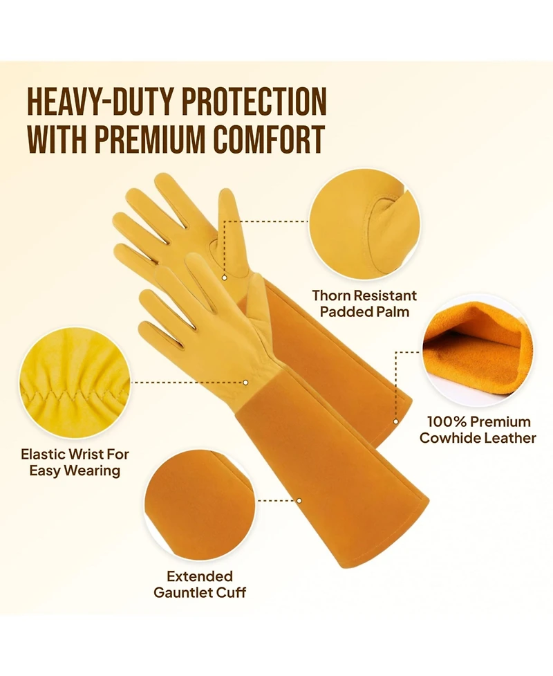 Xdovet Thorn Proof Gardening Gloves Rose Pruning Cowleather Gauntlet
