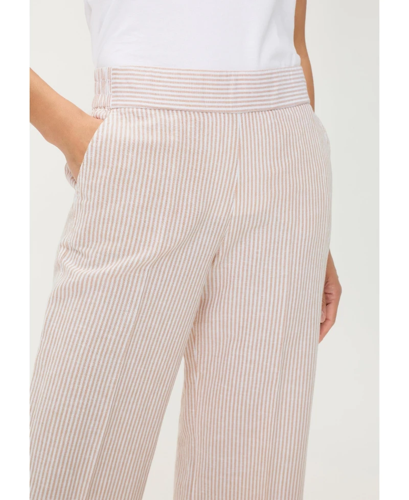 Olsen Women's Stripe Linen-Cotton Cropped Pant