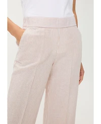 Olsen Women's Stripe Linen-Cotton Cropped Pant