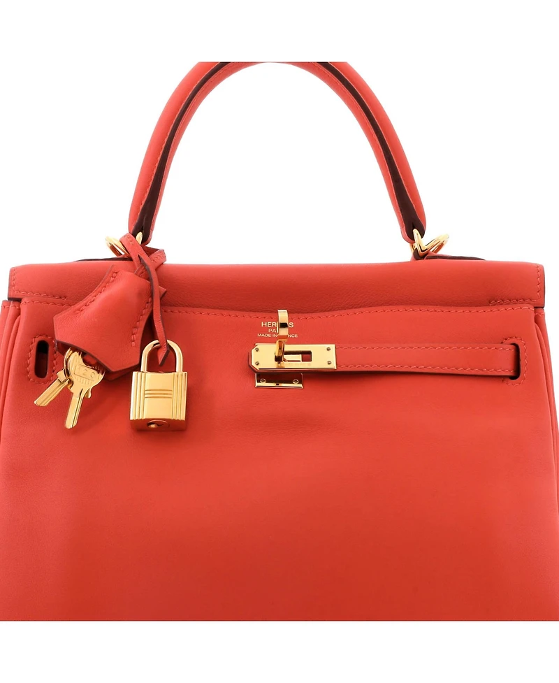 Pre-Owned HERMES Kelly 25 Handbag Orange Swift with Gold Hardware