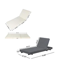 Asagikoiai Acacia Wood Outdoor Chaise Lounge, Adjustable Patio Sun Lounger with 3-Fold Cushion