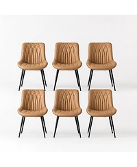 homfan Set of Faux Leather Dining Chairs with Thick Cushions and Metal Legs