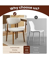 homfan Wooden Dining Chairs Set of 6, Mid Century Modern Fabric Upholstered Dining Room Chair, Farmhouse Kitchen Side Chairs with Wood Legs