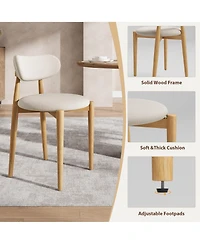 homfan Wooden Dining Chairs Set of 4,Modern Fabric Upholstered Kitchen Chairs with Wood Legs, Farmhouse Side Chairs for Dining Room Kitchen Vanity