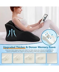 Piscifun Memory Foam Wedge Pillow 27 Degree Angled Contoured Bed Support Cushion With Removable Cover