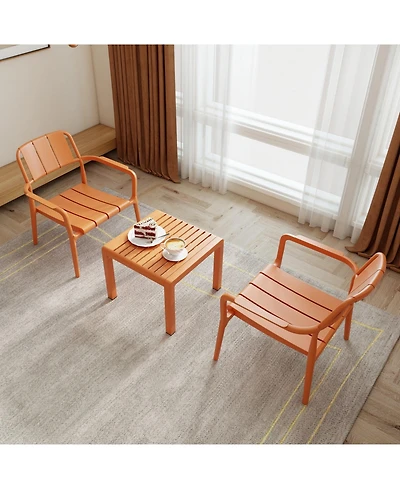Mondawe 3 Piece Pp Single Seater Chairs Coffee Table Set