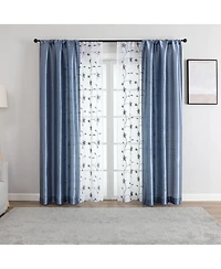 Kate Aurora Jasmine Embroidered 6 Piece Rod Pocket Coordinating Sheer Window Curtain Panels