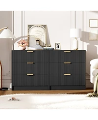 homfan 30" Tall 3 Drawer Fluted Chest with Metal Handles, Modern Multi-Function Organizer for Bedroom, Living Room, Entryway, Hallway