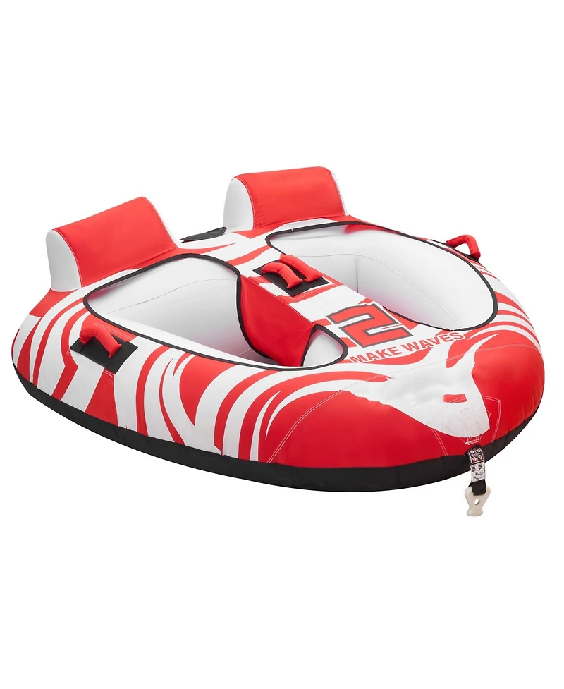 Sevorley 2-Rider Inflatable Towable Tube for Boating, Water Sports Tube with 2 Cockpits, 340 lbs Capacity