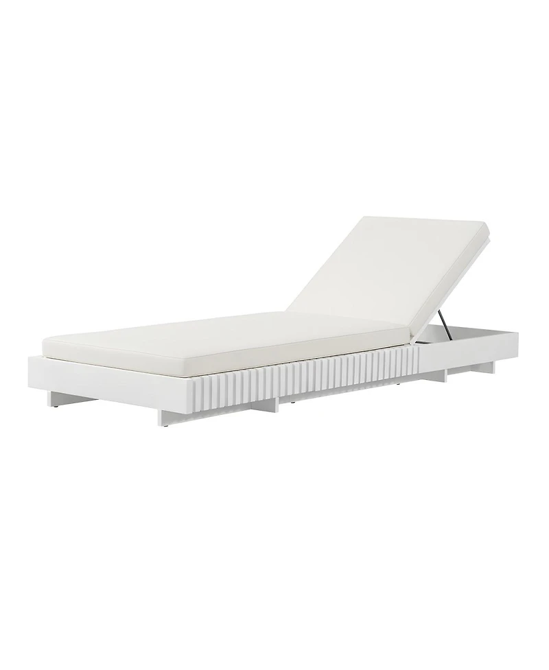 Asagikoiai Adjustable Acacia Wood Outdoor Chaise Lounge with Water-Repellent Cushion