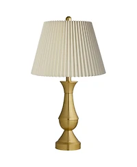 Regency Hill Becky Traditional Table Lamps 24 3/4" High Set of 2 Antique Brass Metal Linen Pleat Shade for Bedroom Living Room Bedside Office