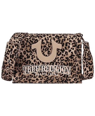 True Religion Women's Bling Logo Leopard Messenger Bag