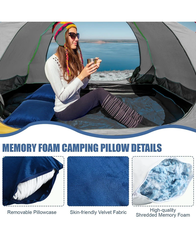 Piscifun 2 Pack Shredded Memory Foam Camping Travel Pillow Set With Waterproof Storage Bag Portable Outdoor Gear