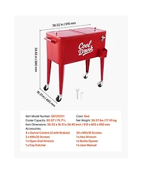 Sevorley Rolling Ice Chest Cart, 80 qt, Bottle Opener, Holds 110 Cans