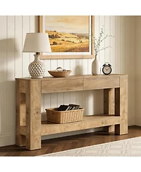 Tribesigns 63-Inch Console Table with 2 Hidden Drawers, Farmhouse Wooden Sofa Table with Storage Shelf for Living Room, Entryway, Hallway, Entrance