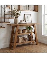 Tribesigns Solid Wood Console Table,47.24" Farmhouse Narrow Entryway Table with 3-Tier Storage Shelves, Table for Hallway, Foyer, Living Room