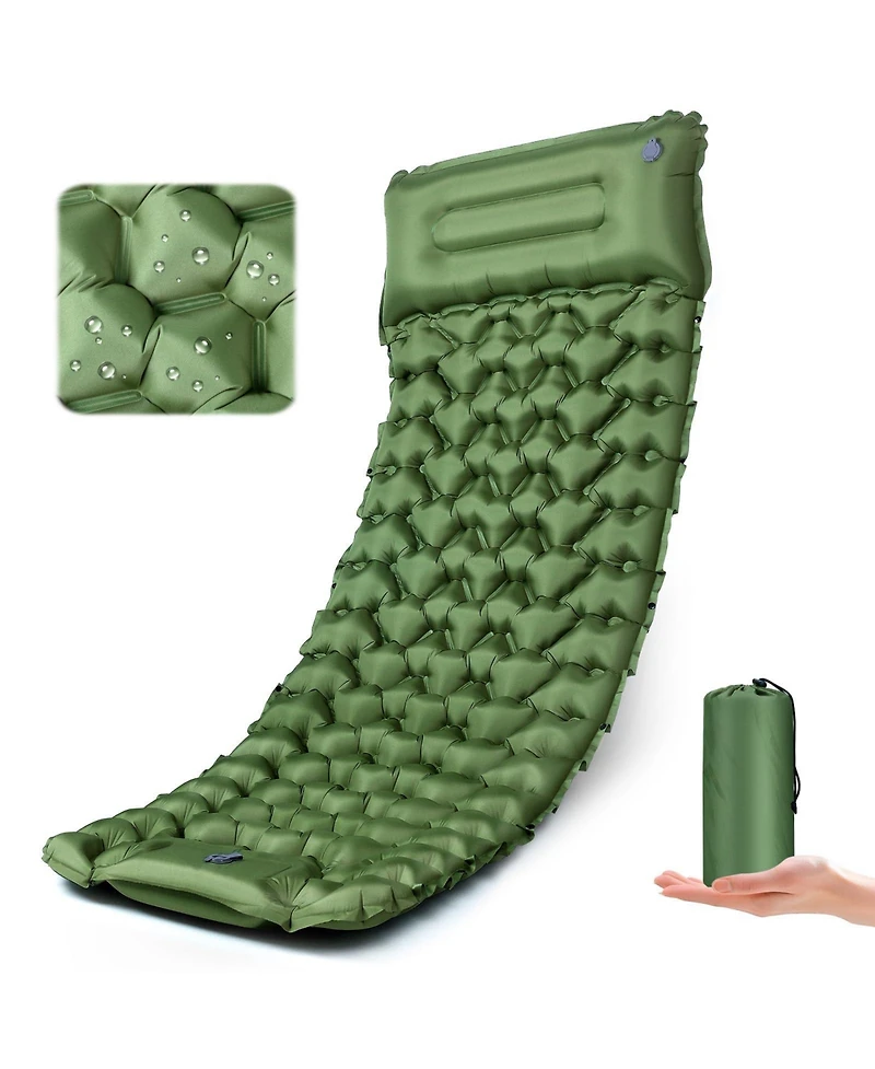 Piscifun Ultralight Camping Sleeping Pad With Built Foot Pump 4 Inch Thick Inflatable Mattress For Hiking Travel