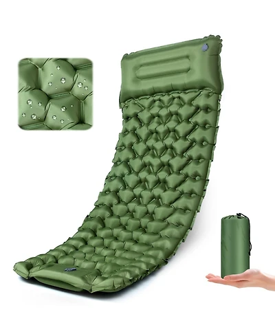 Piscifun Ultralight Camping Sleeping Pad With Built Foot Pump 4 Inch Thick Inflatable Mattress For Hiking Travel