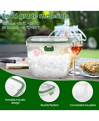Piscifun 5L Portable Plastic Ice Bucket with Lid Tongs Handle for Party Barbeque Camping