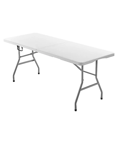 Sevorley 6 feet Fold-in-Half Utility Table with Carry Handle, Heavy Duty Plastic Folding Table, 330 lb Capacity