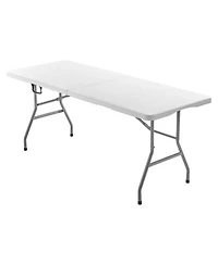 Sevorley 6 feet Fold-in-Half Utility Table with Carry Handle, Heavy Duty Plastic Folding Table, 330 lb Capacity