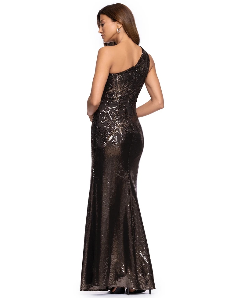 Xscape Women's Long Sequin One Shoulder Dress